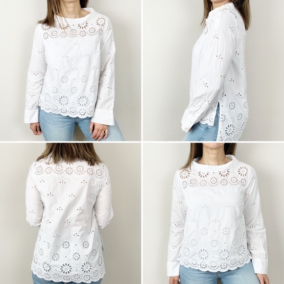 J. Crew Tops - J. Crew funnel neck eyelet shirt with buttons